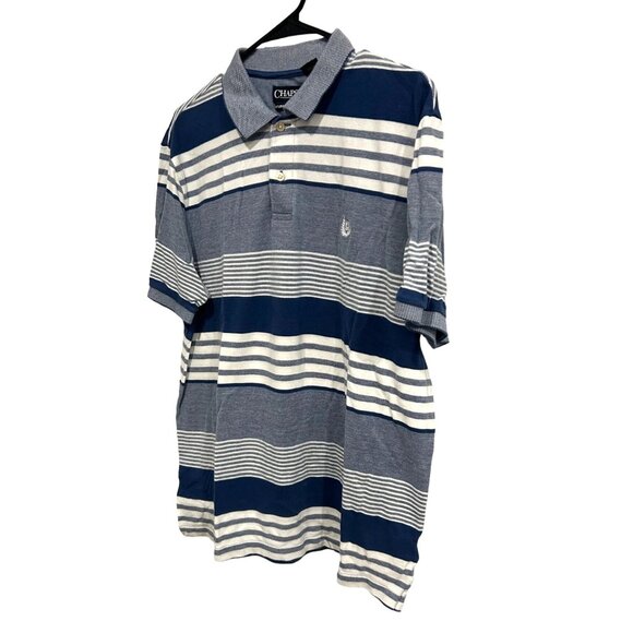 Chaps Mens Blue White Striped Polo Shirt Sz L - Picture 3 of 8